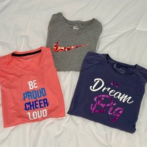 Girls Lot of 3 T-shirts (Under Armour & Nike)